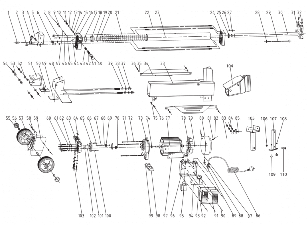 electric log splitter exploded diagram