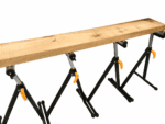 Roller Stand, telescopic roller stand, roller stand holding plank of wood